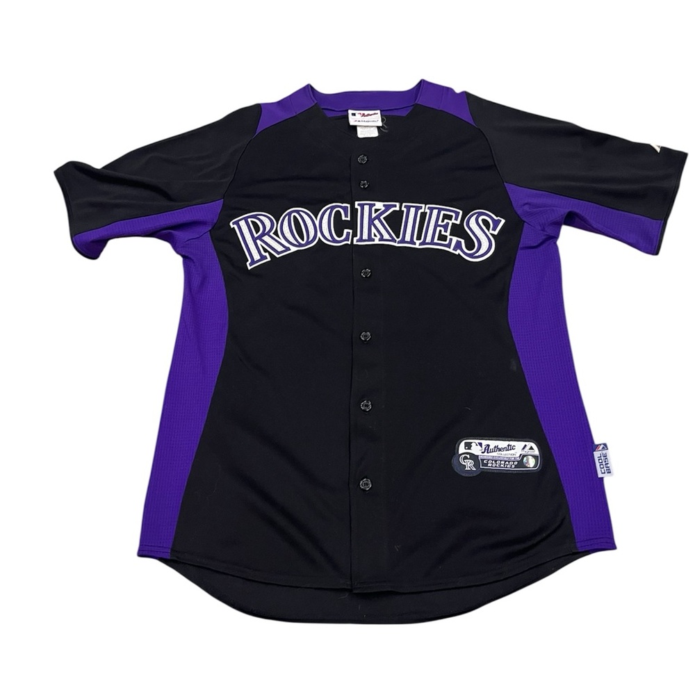 Colorado Rockies Majestic Jersey Black Purple Medium MLB Baseball Jersey
